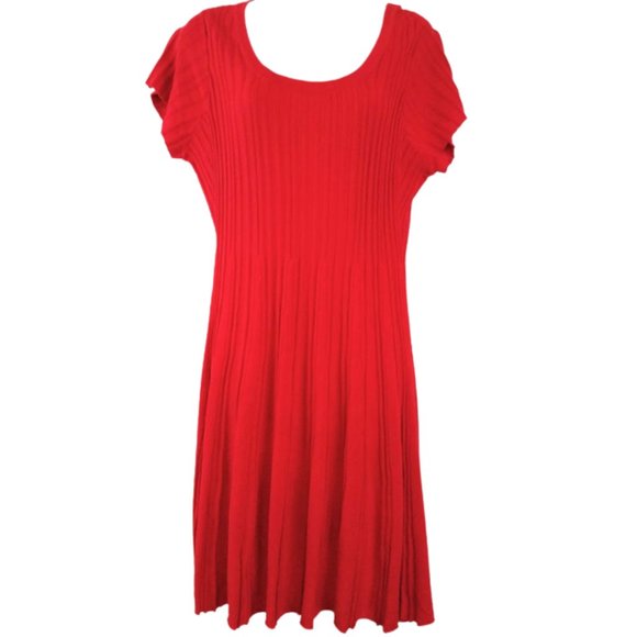 Torrid Red Ribbed Short Sleeve Sweater Dress - Women's Size 0 - Picture 3 of 6